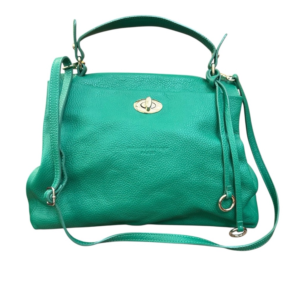 Maison Héritage Kelly Green Pebbled Leather Satchel Crossbody Purse Bag